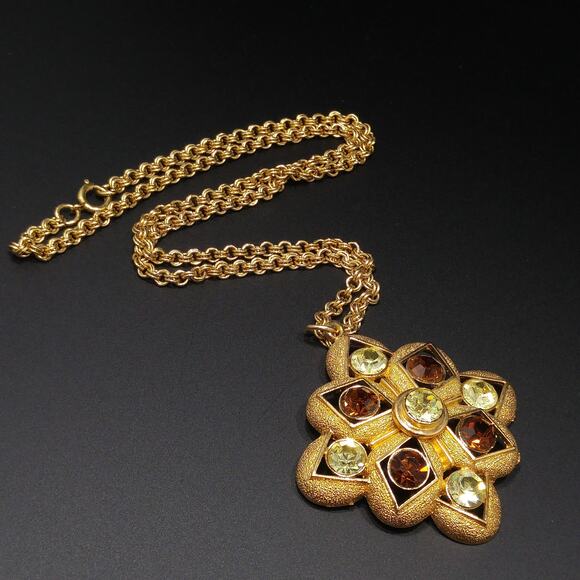 Sarah Coventry "Starburst" Pendant Necklace, Austrian Crystal Rhinestones, 1970s - Picture 4 of 10